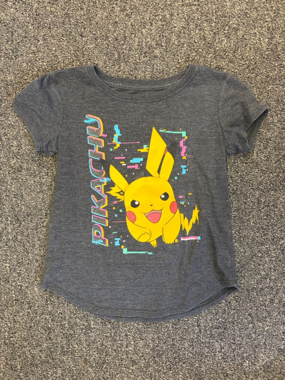 Pokemon Pikachu Graphic Tee in Charcoal with Yellow Accent